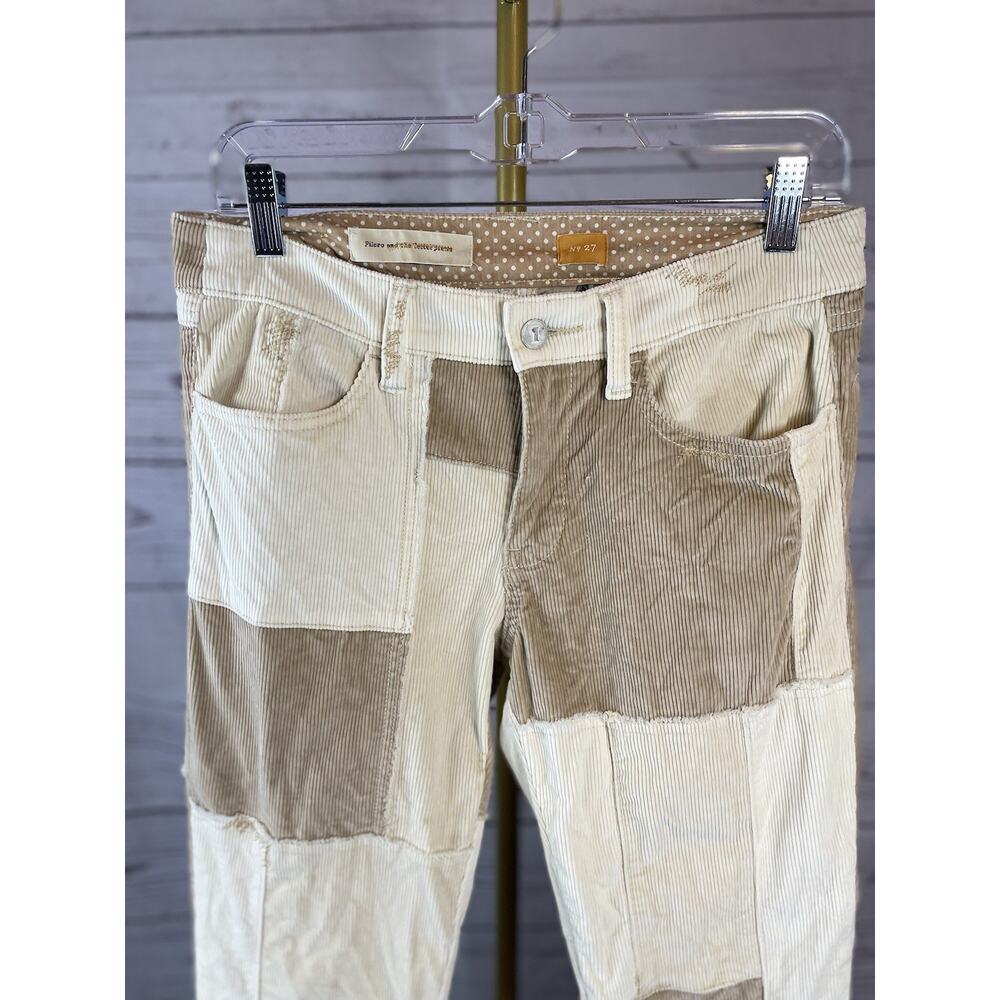 Pilcro Anthropologie Patchwork Corduroy Pants Women’s 27 Low Rise Straight Leg - Picture 3 of 9